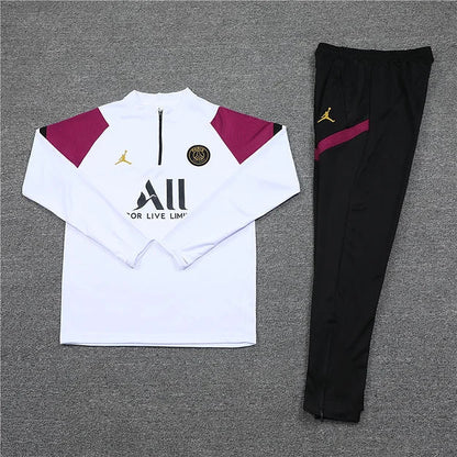 White / Burgundy (Shoulders) - Paris Tracksuit