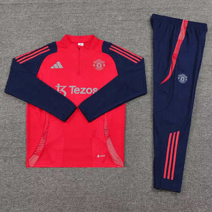 Manchester United 1/4 Zip Tracksuit 24/25 - Red / Navy